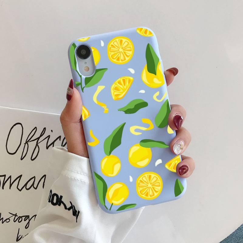 Summer green leaves fruit lemon peach pomegranate grape Phone Case for iphone 13 11 12 mini pro max 7 8 plus 6 6s x xs max xr