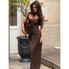 Pure Color Fancy Adjustable Sling Dress 2025 Summer New Arrival Sexy Waist Slimming Elegant Long Dress Women