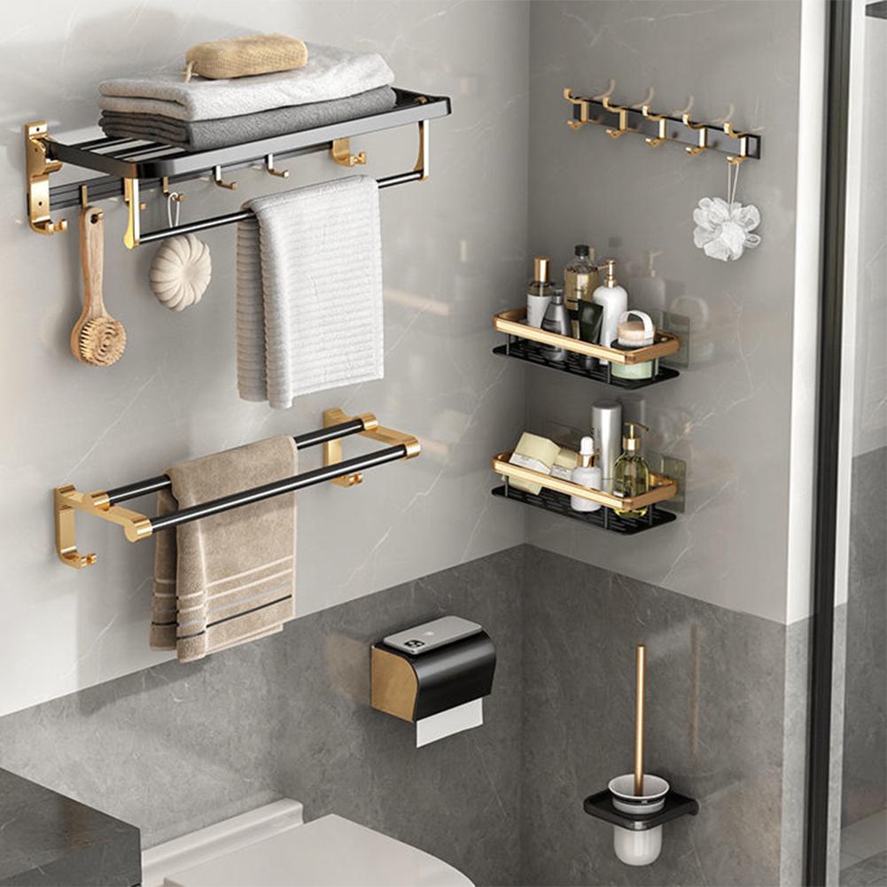 No-Punch Storage Rack,Wall-Mounted Multifunctional Toiletries Organiser for Bathroom,Aluminum Storage Racks for Kitchen Toilet