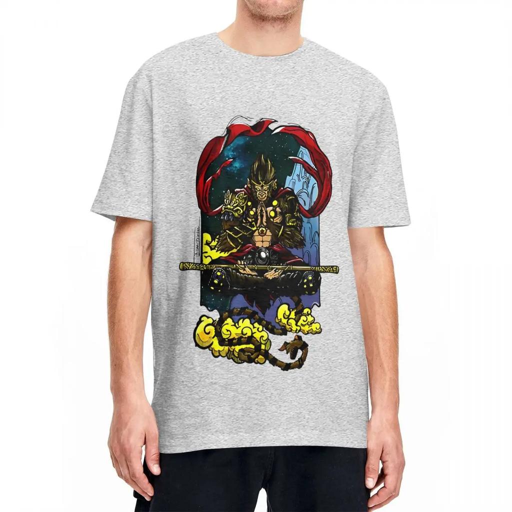 SUN WUKONG Color Black Myth T-Shirt Trendy Cool T Shirts Short Sleeve Street Style Tops Summer Pure Cotton O Neck Oversize Tees