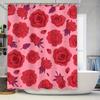Red Rose Shower Curtain Pink Floral Pattern Wall Hanging Decor for Bathroom Extra Long 180x240cm Bath Shower Curtains Set with R