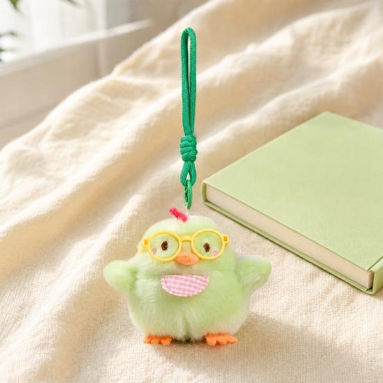 Yousheng Plush Chicken Pendant Keychain, Embroidered Auspicious Words Design, with Squeaking Backpack Charm for Kids Adults