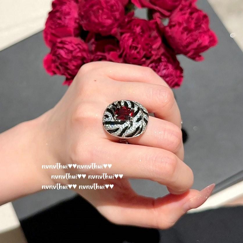 Ancient Babylon Pomegranate Ruby Drop Earrings, Vintage Court, 18K Gold Plated, Cheetah Curved Zircon Ring