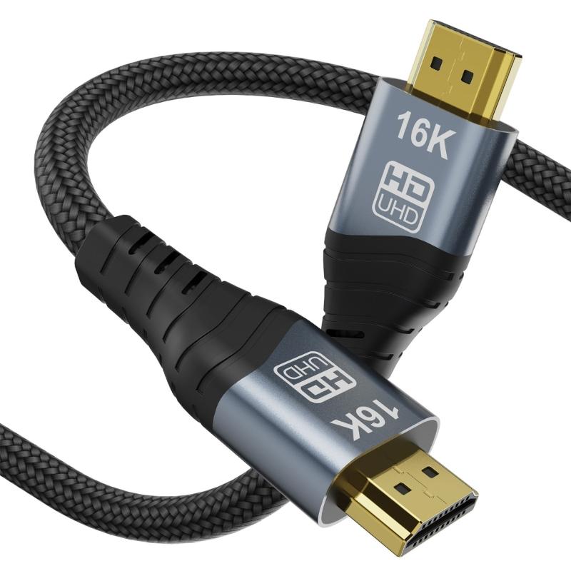 16K HDTV 2.2 Cable HDTV Cord Support 16K@60Hz Video Connection Braided Cable for TV PC Projectors Consoles Accessories