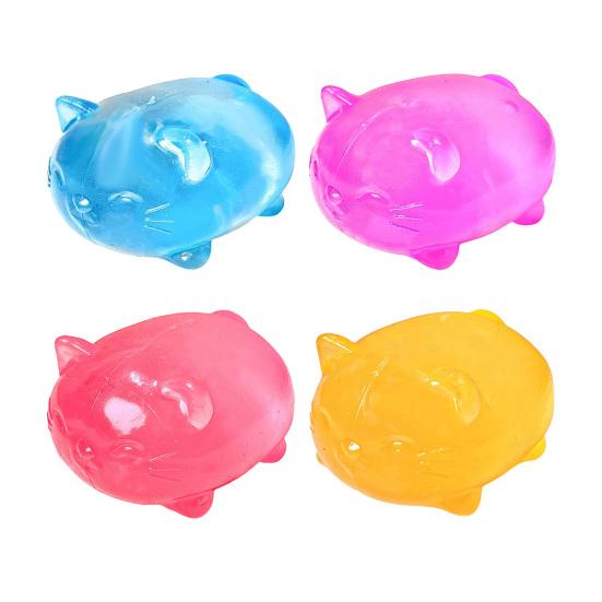 Cute Cat Squeeze Toy Transparent Small Cat Shaped Slow Rise Toy Relaxing Sensory Squeeze Toy for Stress Relief