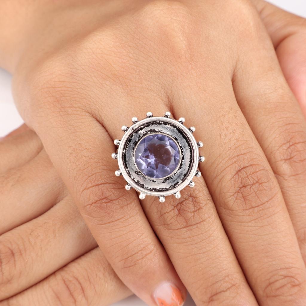Iolite Gemstone 925 Sterling Silver Women Jewelry Handmade Ring Gift For Mother RR-49-12