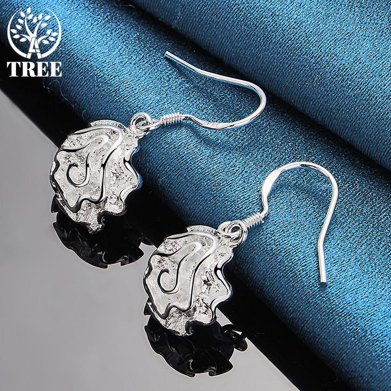 925 Sterling Silver Rose Flower Drop Earrings Jewelry