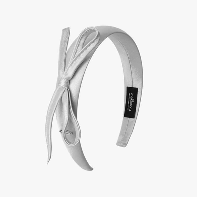Mellotory Wide Ribbon Satin Hairband (light Gray)
