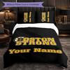 Set Biancheria da Letto Personalizzato Boston Bruins con Nome Testo, 1 Copripiumino & 2 Federe, Regalo Personalizzato per Camera da Letto
