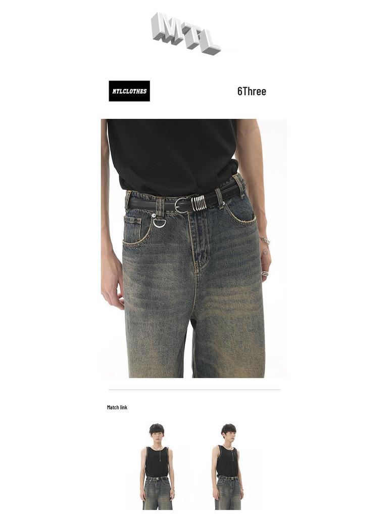 Men's Retro Hong Kong Style High-Waisted Wide-Leg Jeans | 2025 Seasonal New Arrivals