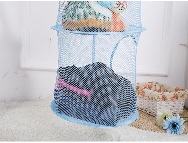1Pcs Four-layer Collapsible Hanging Basket Breathable Mesh Toy Storage Basket Storage Cage Drying Ba