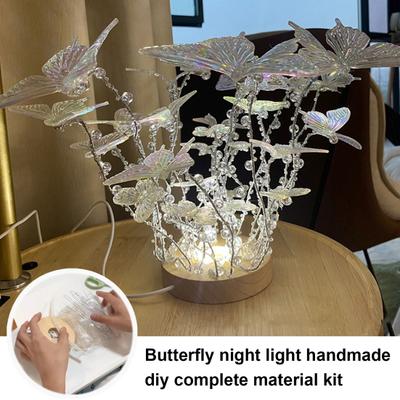 DIY Fjäril Nattlampa Set Handgjord LED Lysande Fjäril Bordslampa för Sovrumsinredning Födelsedagspresent för Kvinnor och Flickor