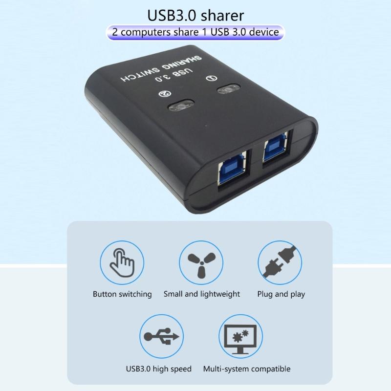 USB Printer Sharing Device, 2 in 1 Out Printer Manual Sharing Device 2Port KVM Switching Splitter Hubs Converters
