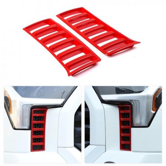 Red Front Headlights Grille Vent Trim Cover Frame Fit For Toyota Tundra -23