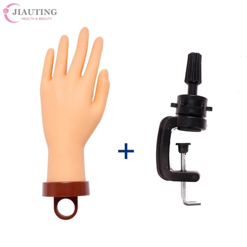 Hand Model Nail Art Fake Hand Flexible Soft Adjustable Plastic Finger Practice Prosthetic Model Manicure Training Display Tool
