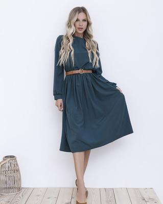 Grünes tailliertes Kleid mit langen Ärmeln ISSA PLUS