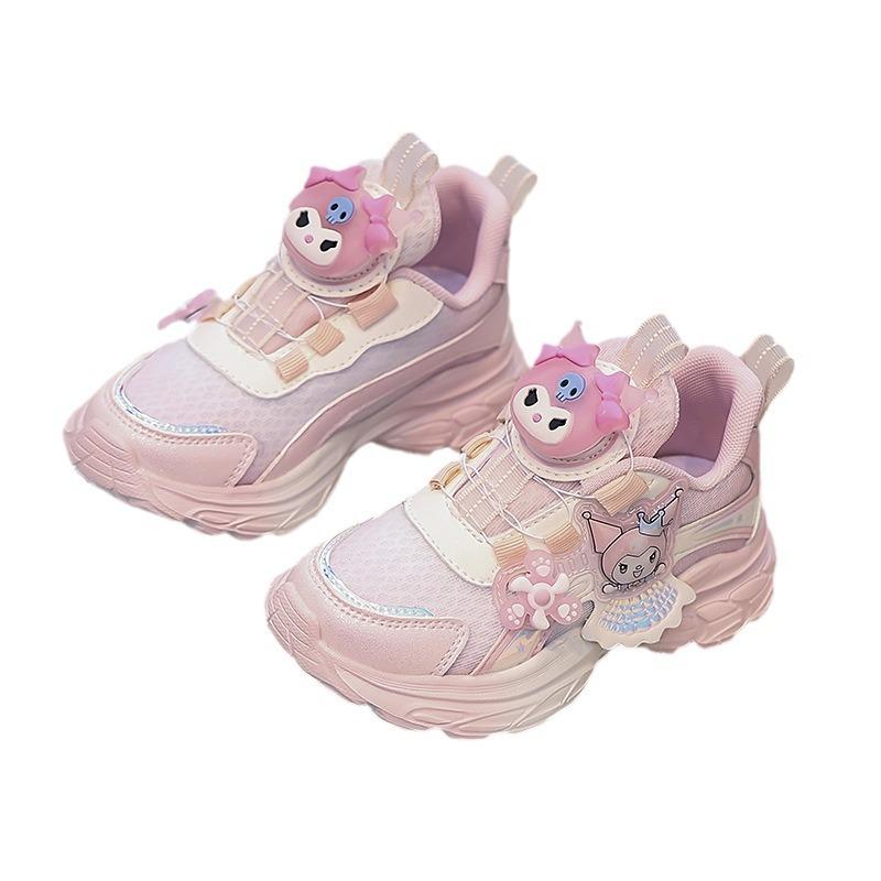 Ademende Sportschoenen voor Meisjes Kuromi, Zachte Zool Student Hardloopschoenen, Veelzijdige Leuke Knoopschoenen, Modieuze Casual Schoenen, Trendy