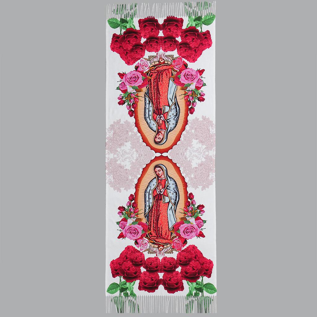 Custom Catholic Virgin Mary Tassel Scarf Women Soft Quality Cashmere Shawl Wrap Warm Throw Blanket Prayer Shawl