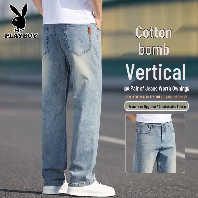 PLAYBOY Men s Vintage Loose Straight-Leg Casual Jeans 33