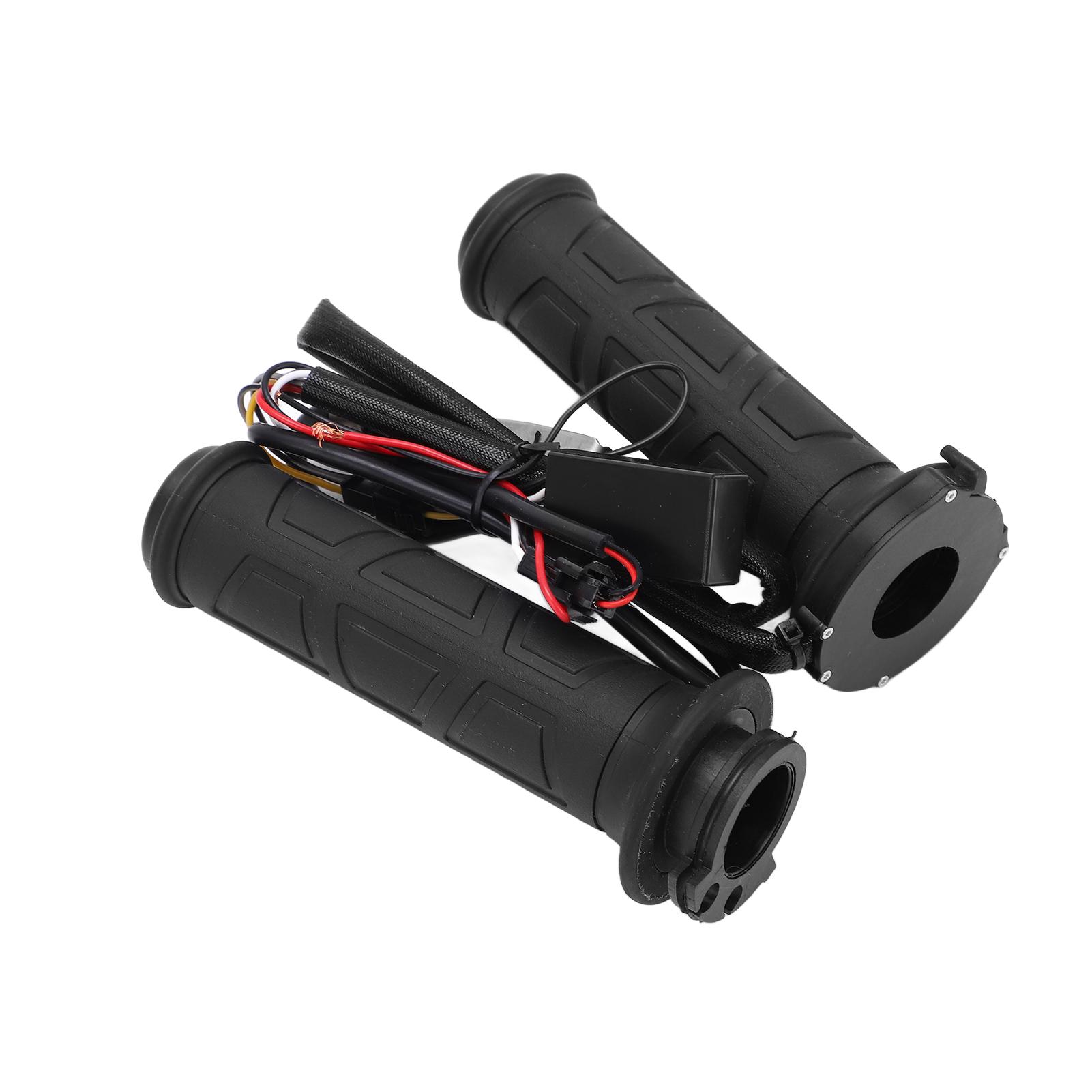 Pair 22mm 0.9in Motorcycle Heated Handlebar Grips Intelligent Temperature Control Black 12V 15‑35W