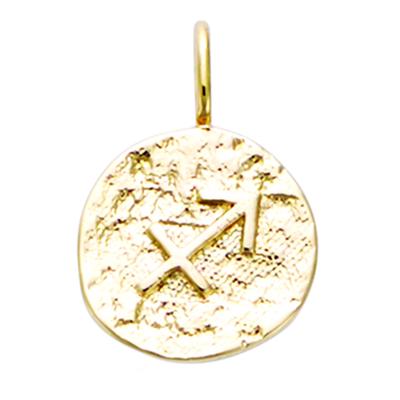 [Q7584] - Antique Gold 'Astrology' Gold Plated Pendant (Sagittarius) - 12 Mm