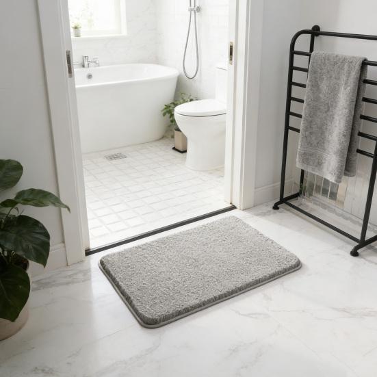 Bodenmatte Maschinenwaschbar Dick Plüsch Badezimmerteppich Super Saugfähig Schnelltrocknend Weich Rutschfest Duschmatte