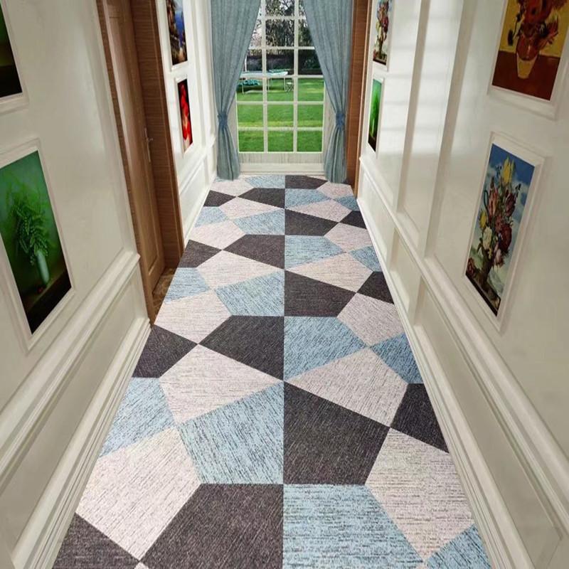 Grey Geometric Living Room Area Rug Corridor Hallway Carpet Runners Decor Crystal Velvet Anti-slip Kitchen Bedroom Rug Door Mat