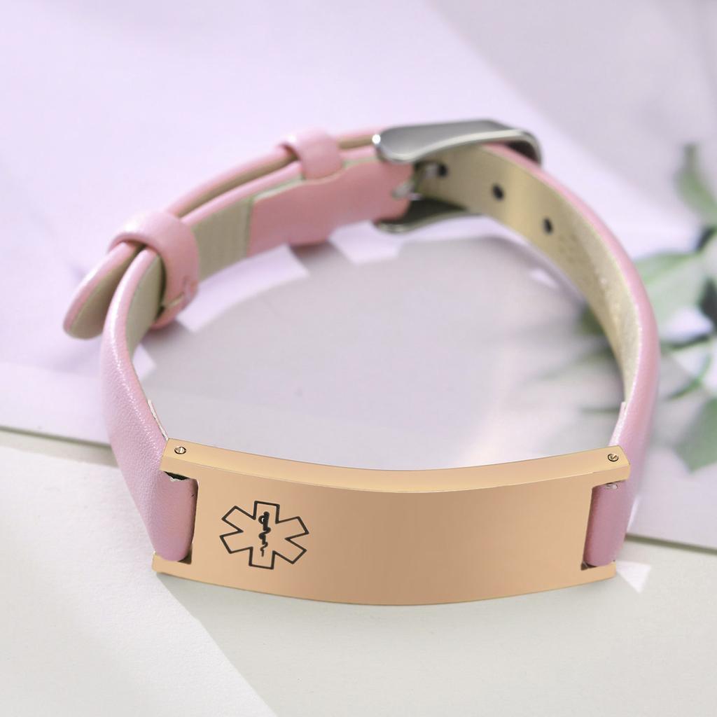 Free Engraving Medical Alert ID Bracelets Womens, Customized Adjustable Leather Chain Wrap Bracelets for Anxiety Type 2 Diabetes