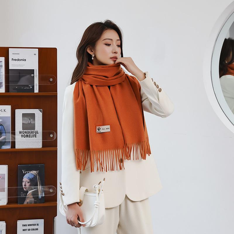 

Wool Scarf Women s Winter High End Solid Color Scarf Versatile Autumn and Winter New Korean Style Cashmere Scarf 200 * 34CM