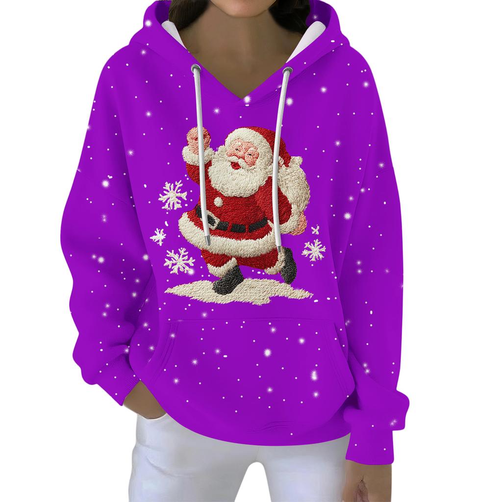 Christmas Hoodies For Women Funny Cute Printed Holiday Sweatshirt Winter Oversized Pullover Tops