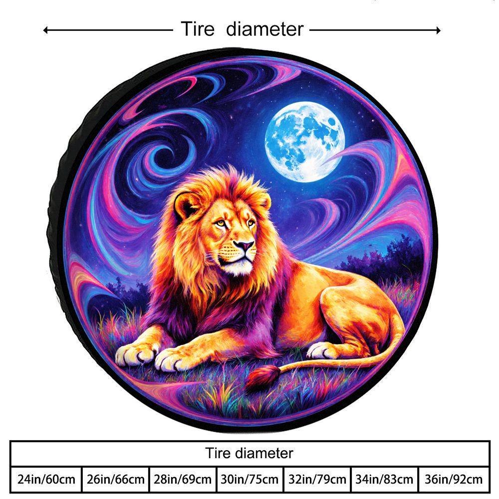 Artistic Lion Pattern Tire Cover Universal Protective Cover for SUV Truck