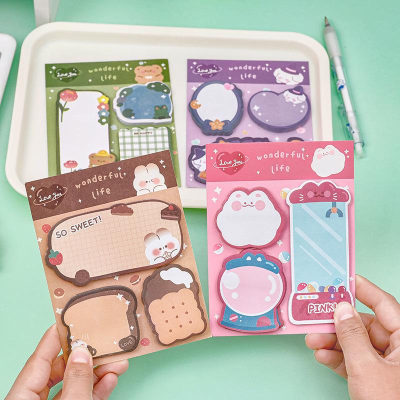 4PCS/set Memo Pad Combination Special-shaped Message Adhesive Notepad Creative Sticky Note School Supplies Kawaii Stationery