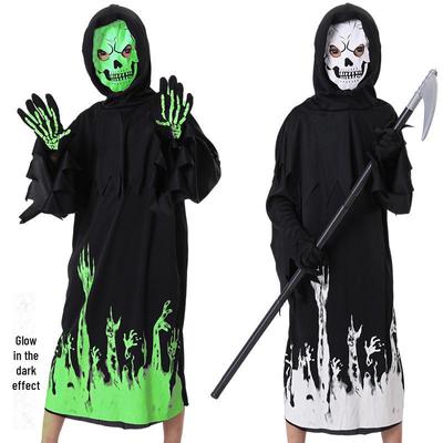Luminous Grim Reaper Vampire Costume with Scythe - Halloween Dress-Up, European and American Style