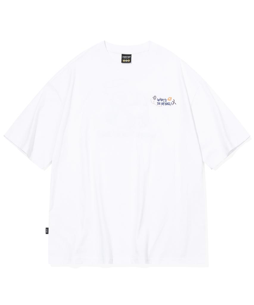 CPGN STUDIO [Cpgn X Kakao Friends] Chunsik Bag Embroidered Short Sleeve T-Shirt White