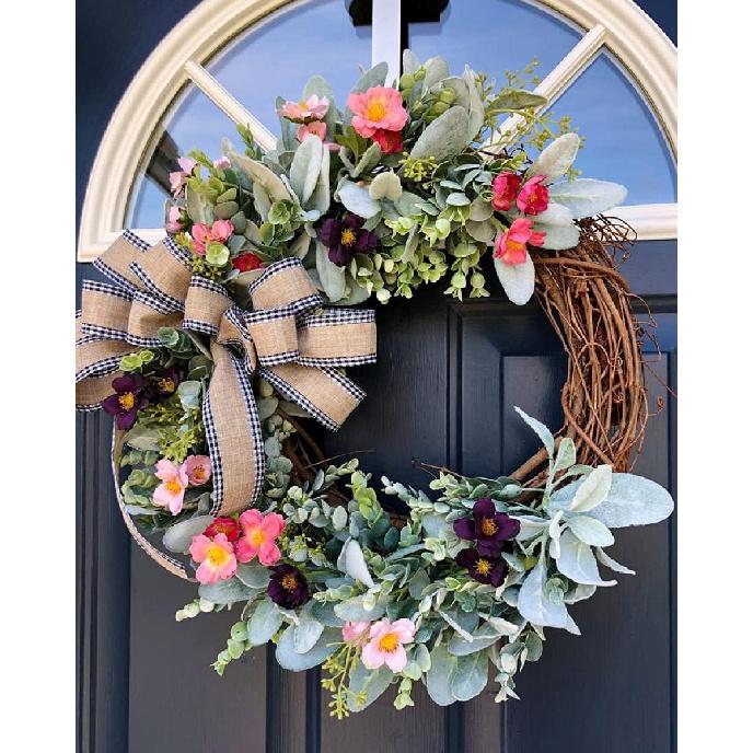 6pcs Artificial Lambs Ear Stems,14" Flocked Sage Leaves Plants for Wedding Party Home Decor (Flocked Green)