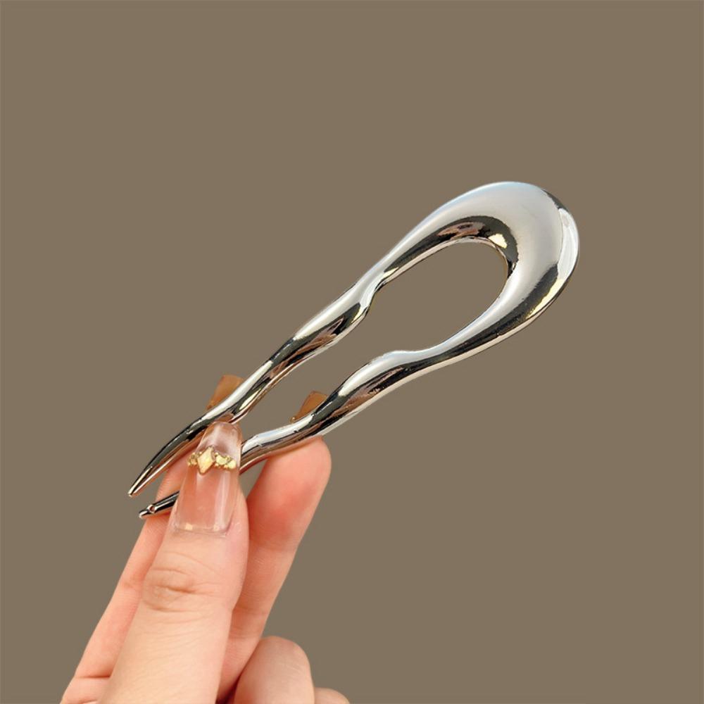 

1pc Modern Artistic Sleek Metallic Designs Sculptural Shapes Trendy Statement Pieces Elevating Everyday Hair Stick Chic Elegance