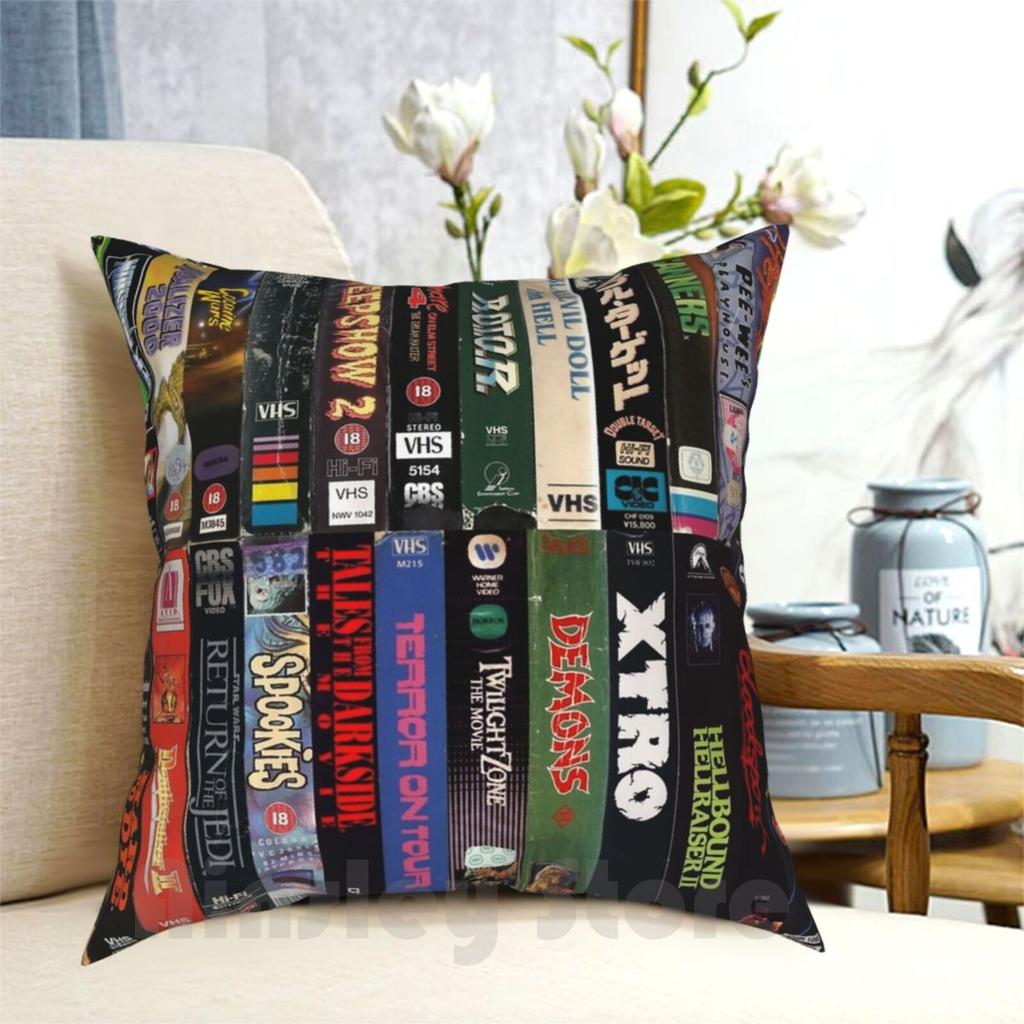 Vhs Collection Pillow Case Printed Home Soft DIY Pillow Cover Vhs Vcr 80s 90s Retro Movies Film Cinema