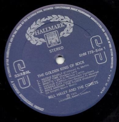 LP Record BILL HALEY  THE COMETS  Golden King Of Rock SHM773 Hallmark Record 1971 US Rock Used