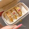 24k Gold Plated Zircon Geometric Ring With Retro Palace Style For Ladies