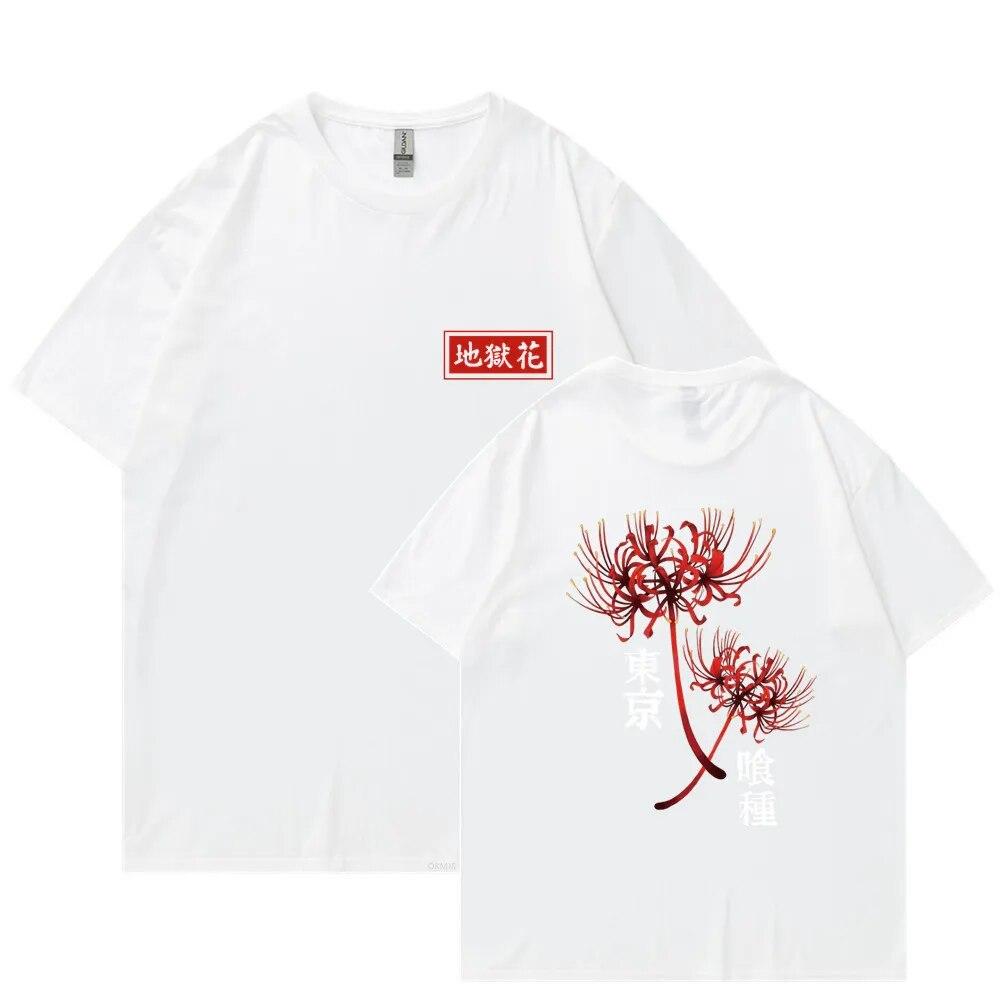 Anime Tokyo Ghoul Spider Lily T-shirt Unisex WoUnisex Cool Kane Kiken Graphic Print T-shirts Oversized Streetwear Couples Tees