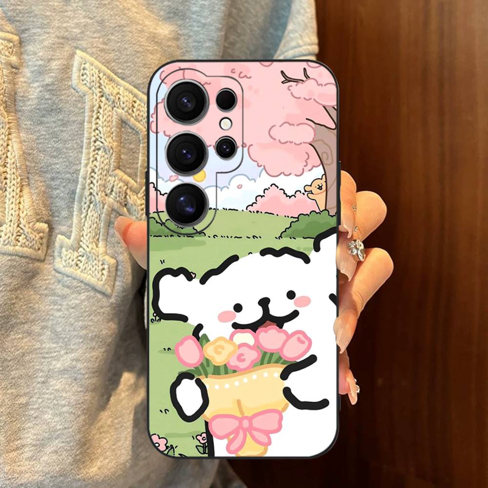Maltese Cute Line Puppy Dog Phone Case For Samsung S 24 Fe 25 Ultra Plus 20 Lite 21 30 22 23 24 22 Ultra 5G Fundas