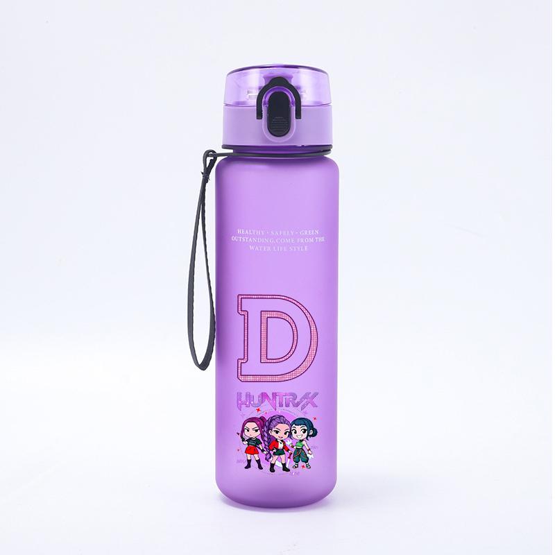 650ml KPop Demon Hunters Sports Water Bottle Boy Motivational Leak Proof Portable Reusable Cups Outdoor Travel Gym Jugs Gift