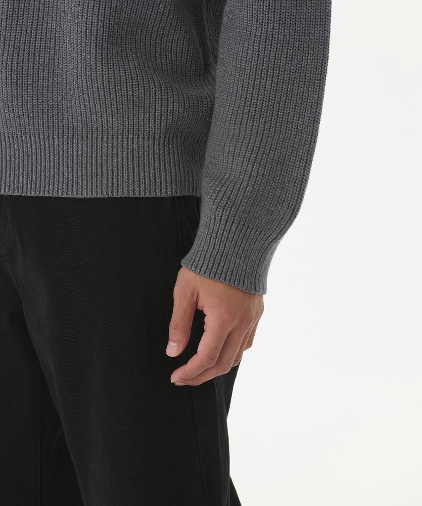 MUSINSA STANDARD Cotton Ribbed Crew Neck Knit [Gray]