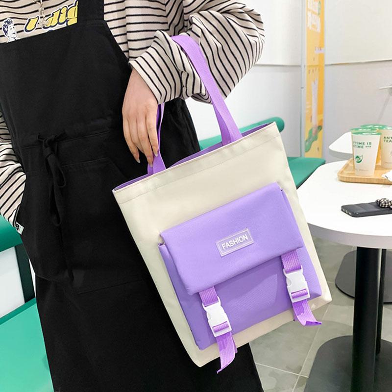 5pcs/set Kawaii School Bags for Teenage Girls Casual Canvas Large Capacity Student Bookbags Women Travel Backpack Shoulder Bags
