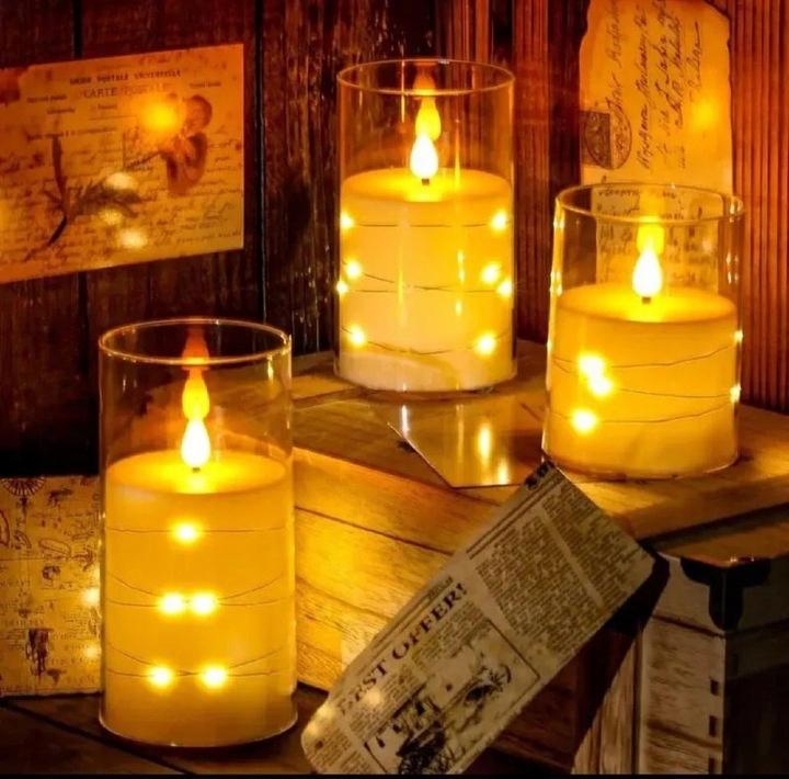 Świeca Led Dekoracyjna Efekt Płomienia Świeczka Wkład Baterie 15Cm 22Led