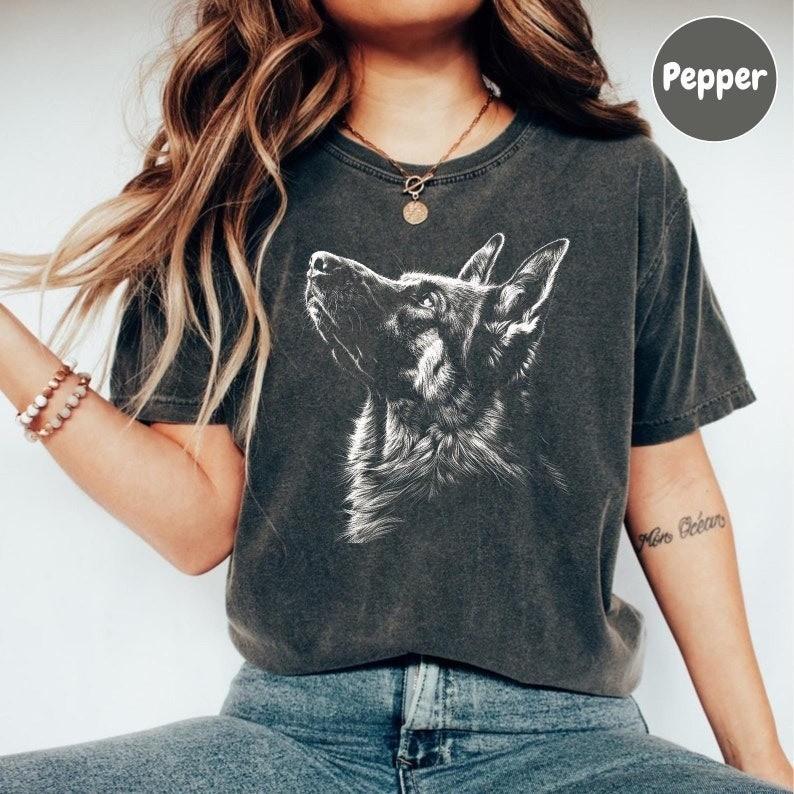 German Shepherd Silhouette Comfort Colors T Shirt German Shepherd Tshirt Gift Unisex T-Shirt S