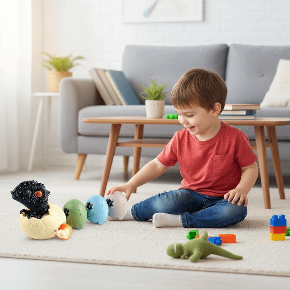 Cartoon Design Clockwork Dinosaur Toys Simulation Triceratops Egg Shell Toys  Educational Play