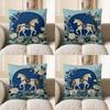 2D Exquisite Horse & Floral Pattern Throw Pillow Pattern Cushion Cover Suitable For Sofa Bedroom Car Pillow Cover