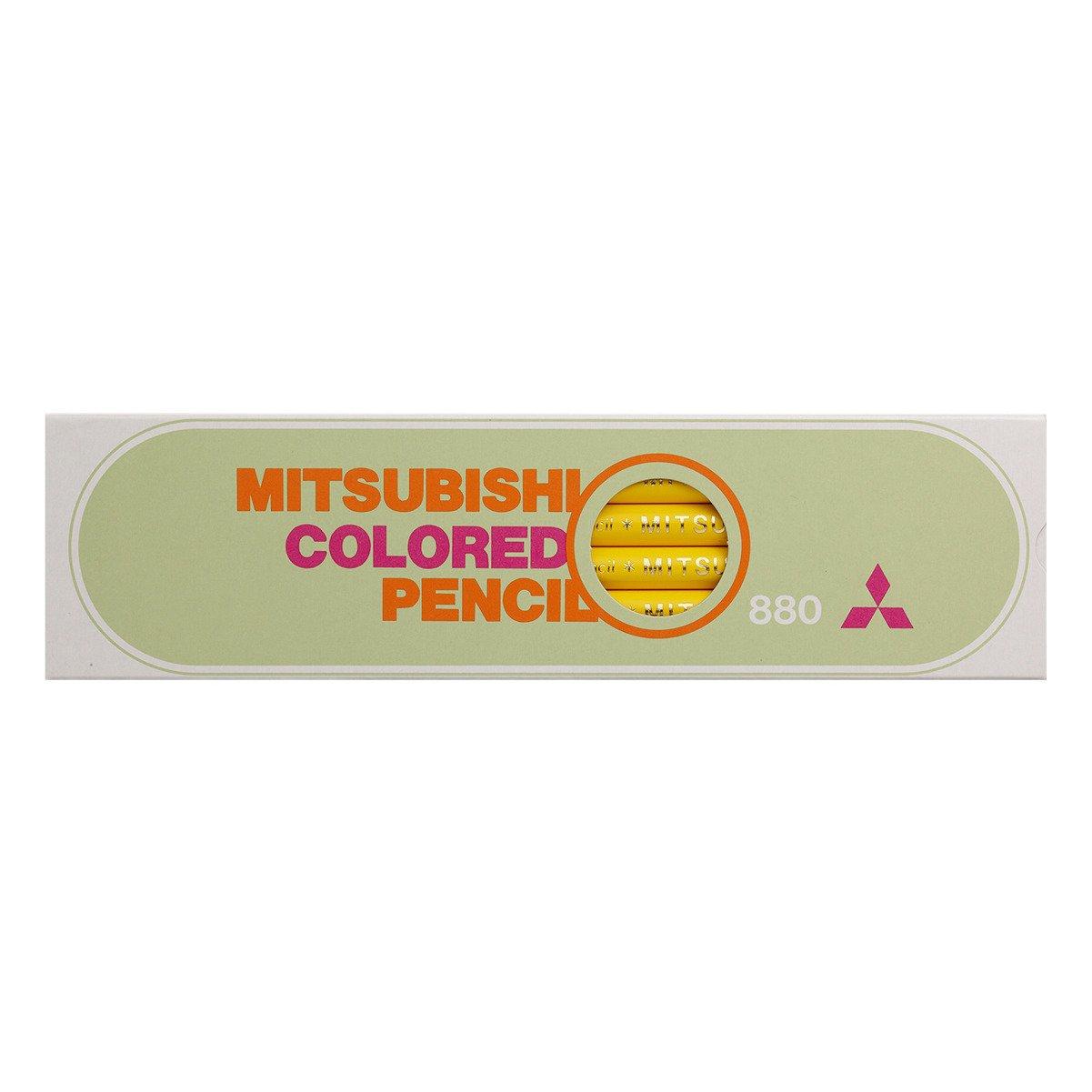 Цветные карандаши Mitsubishi Pencil 880, один цвет, желтый, 1 дюжина, K880.2 жёлтый