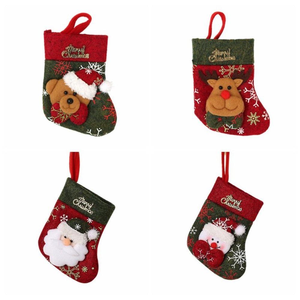 

4 шт. прочный снеговик Санта-Клаус подвесной медведь мини-конфеты чулки сумка олень реквизит для вечеринки рождественская елка декор отель other
